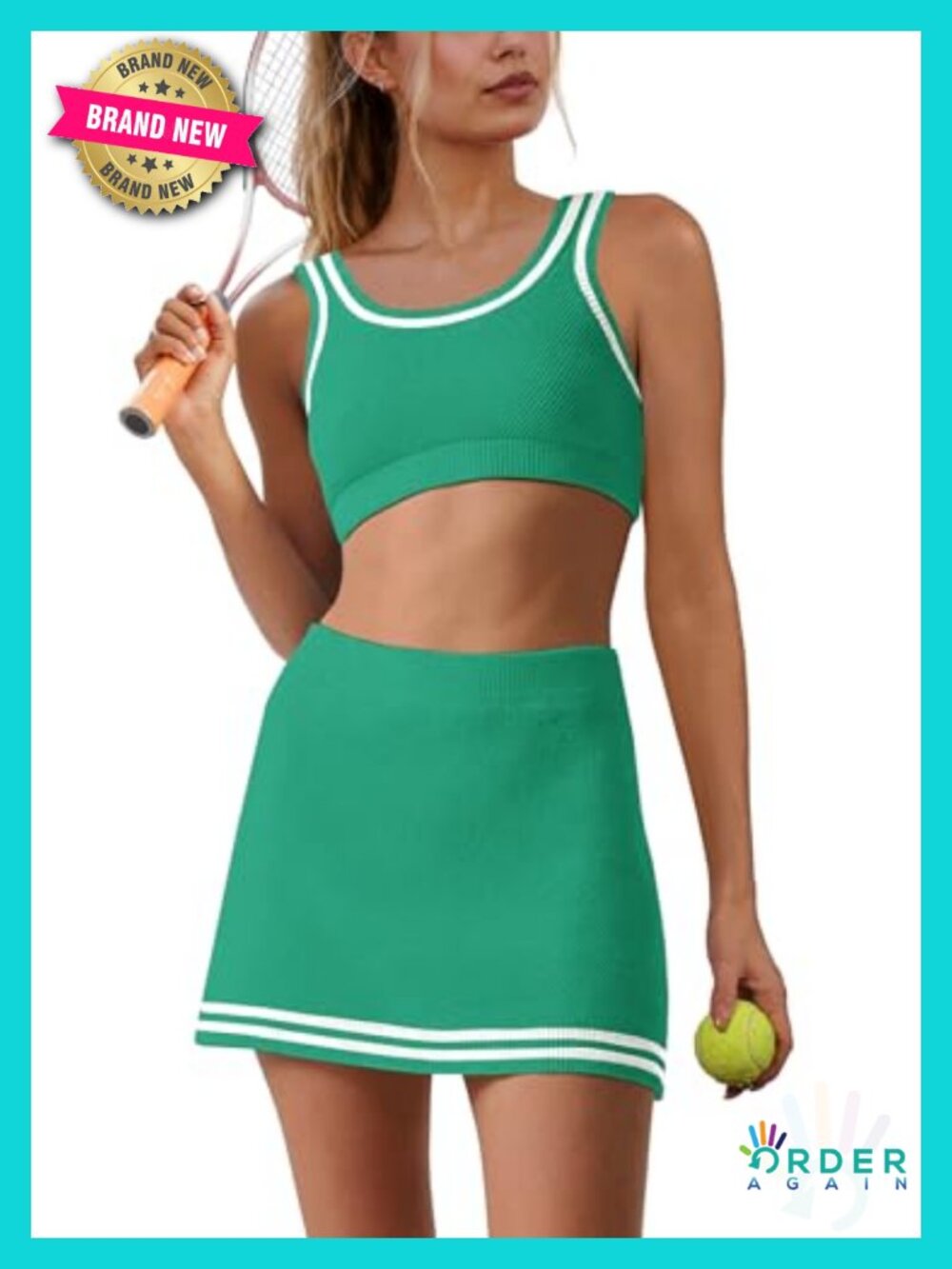 2 Piece Tennis Skort Set Women Athletic Golf Outfit Tank Top and Skort
